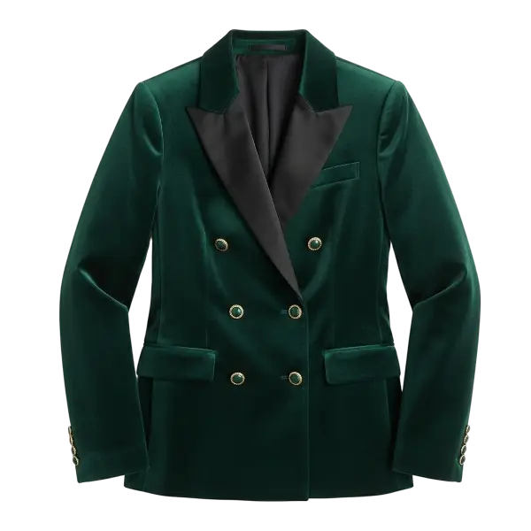 Velvet Blazer in Emerald